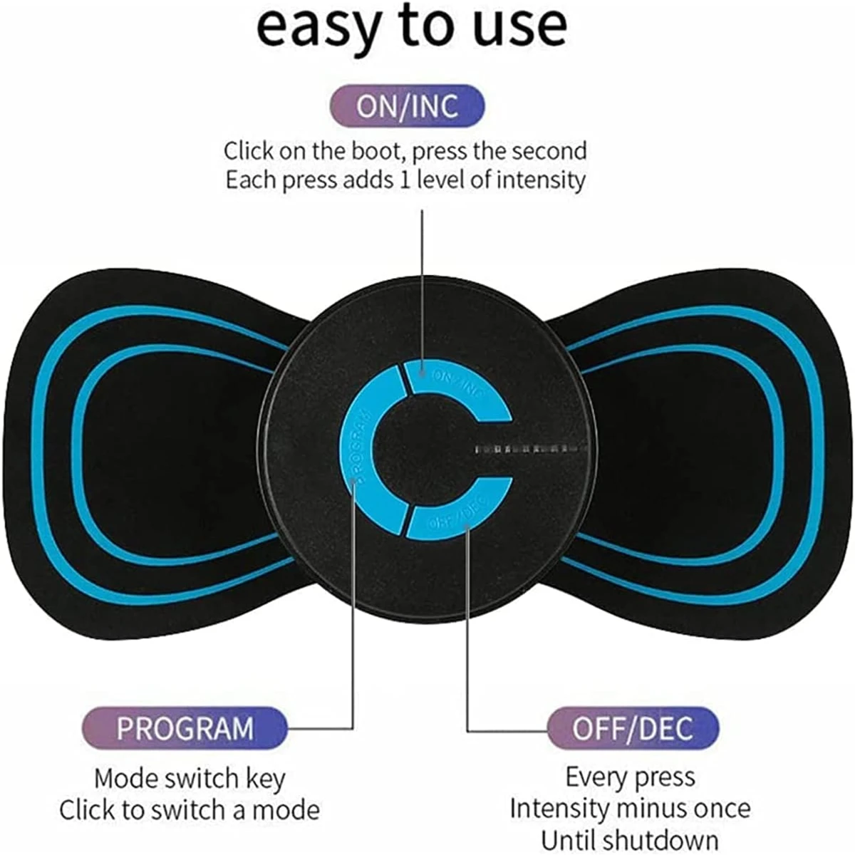 Microcurrent EMS Mini Massage Device, Cordless Portable Cervical Pad for Whole Body, Electric Neck Massager, Bioelectric Acupoints Mat Pain Relief (2 PCS)