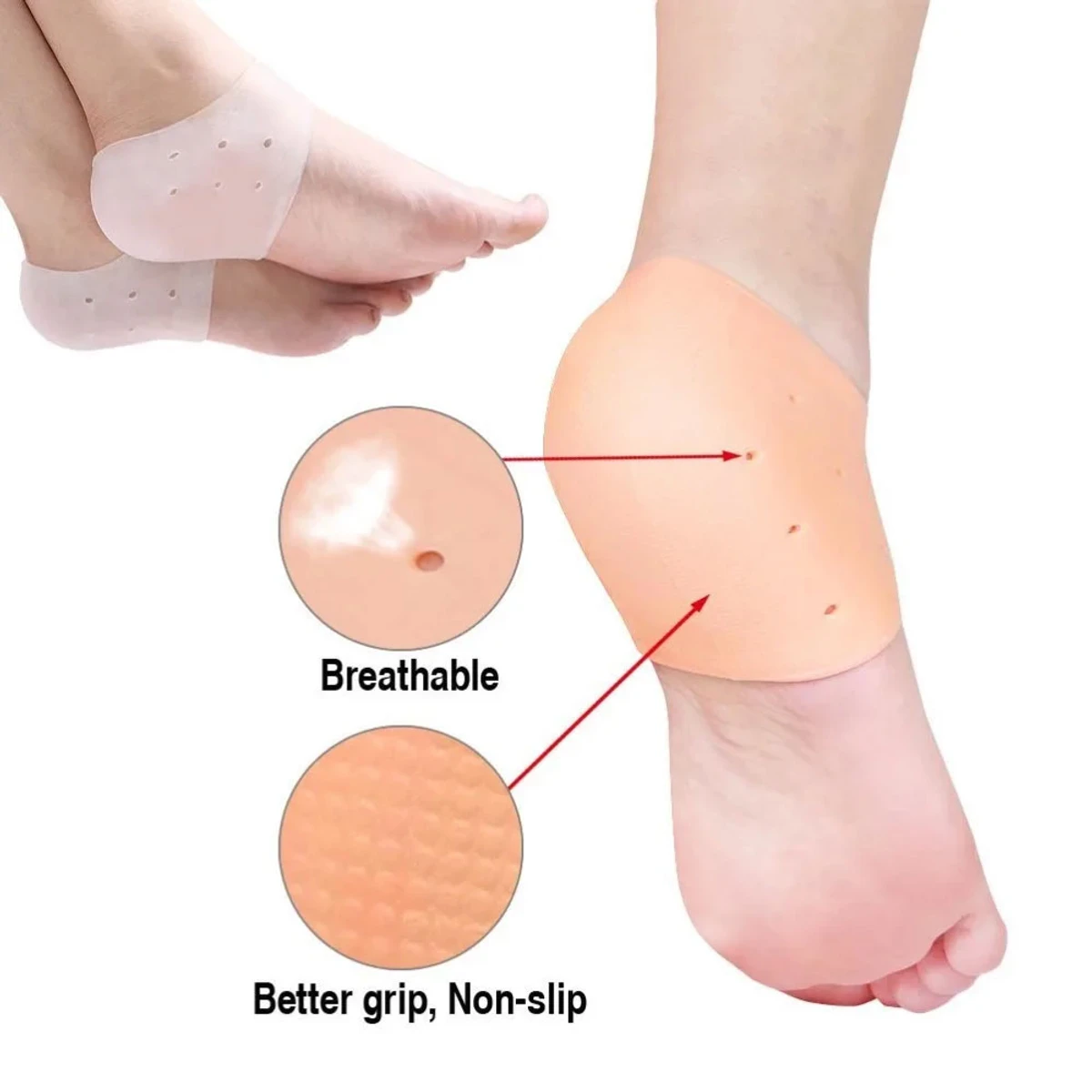 Silicone Heel Guard (১ জোড়া ) Silicone Gel Heel Pad Socks for Pain Relief for Men and Women, Original Gel Heel Protectors Heel Guards Heel Spur Relief Heel Booties & Pads