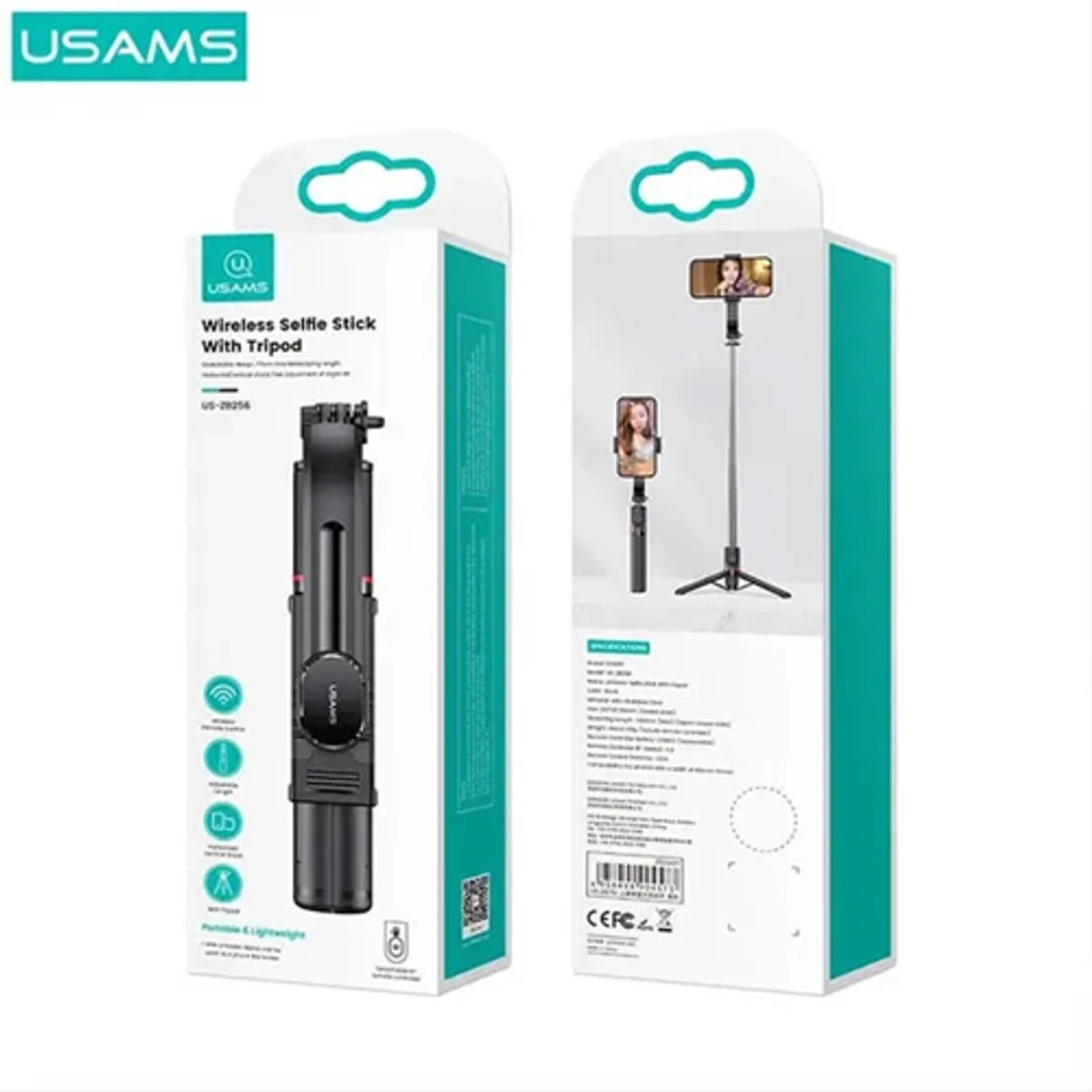 Usams US-ZB256 Wireless Bluetooth Remote Selfie Stick With Tripod