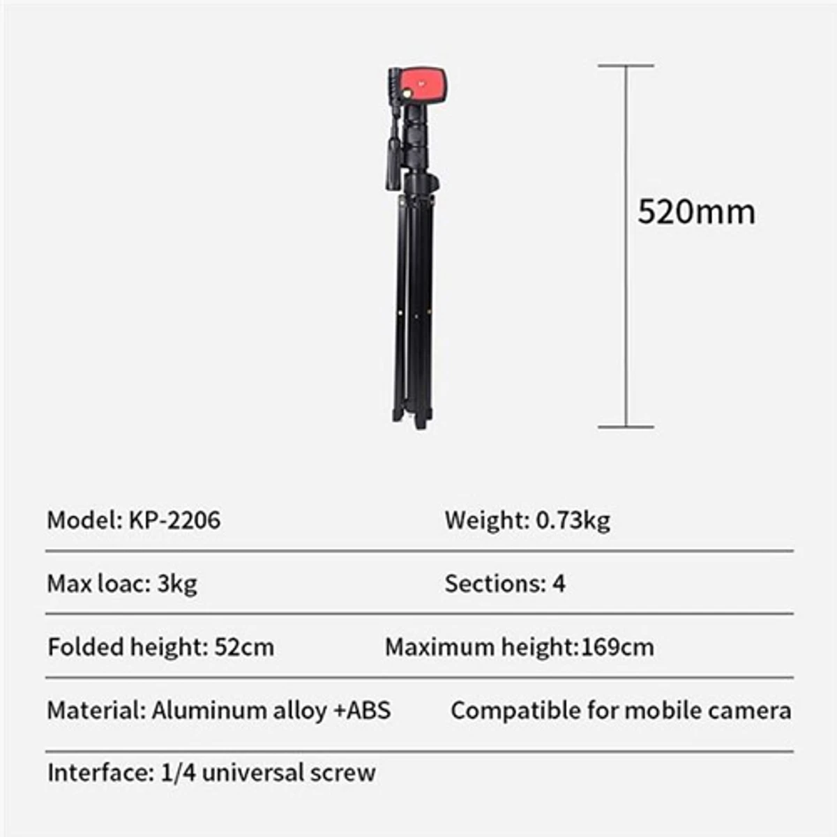 JMARY KP-2206 Camera Selfie Stick Tripod