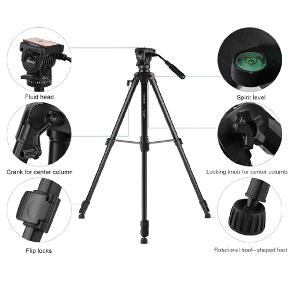 Yunteng VCT-999 Professional Aluminum Alloy DSLR Camera Tripod (6.75 Feet)
