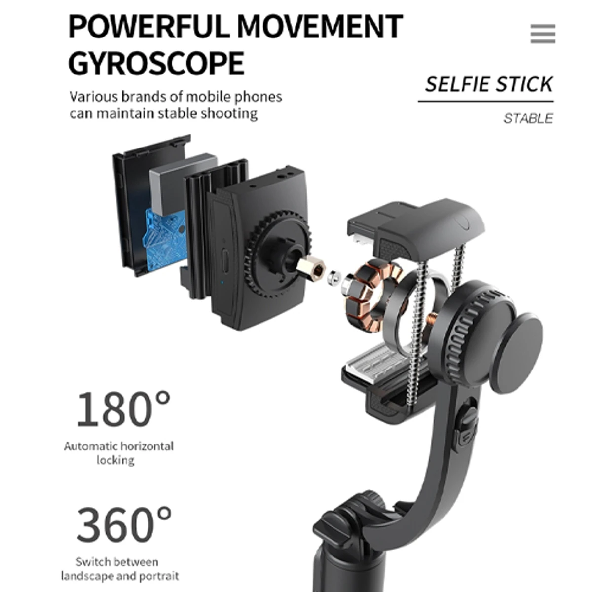 Q08 Gimbal Stabilizer Bluetooth Remote Control Tripod Selfie Stick