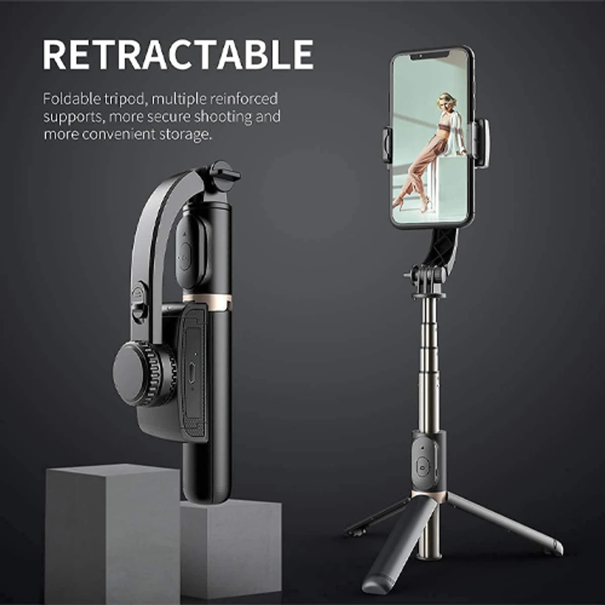 Q08 Gimbal Stabilizer Bluetooth Remote Control Tripod Selfie Stick