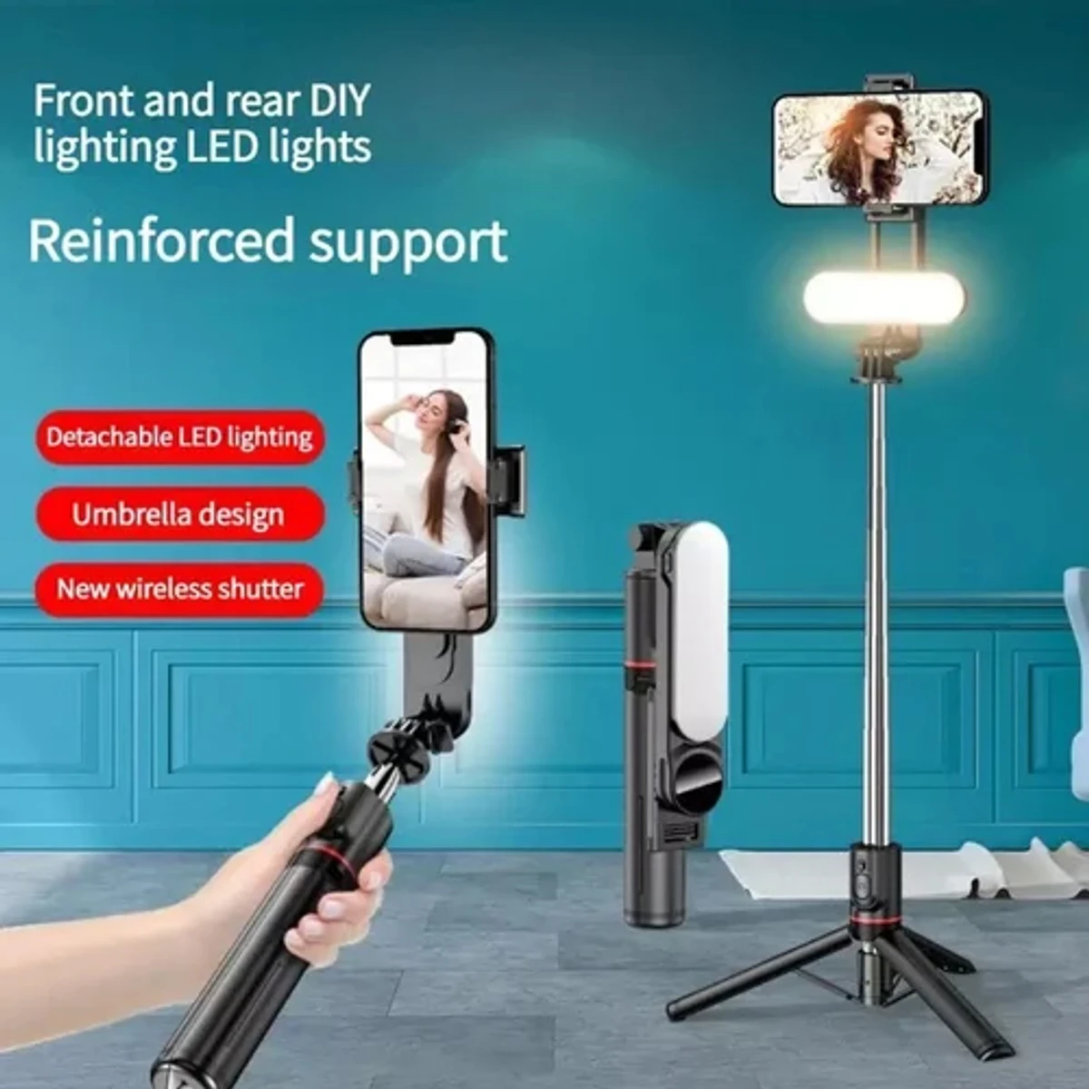 L15 Selfie Stick Tripod With Detachable LED Light