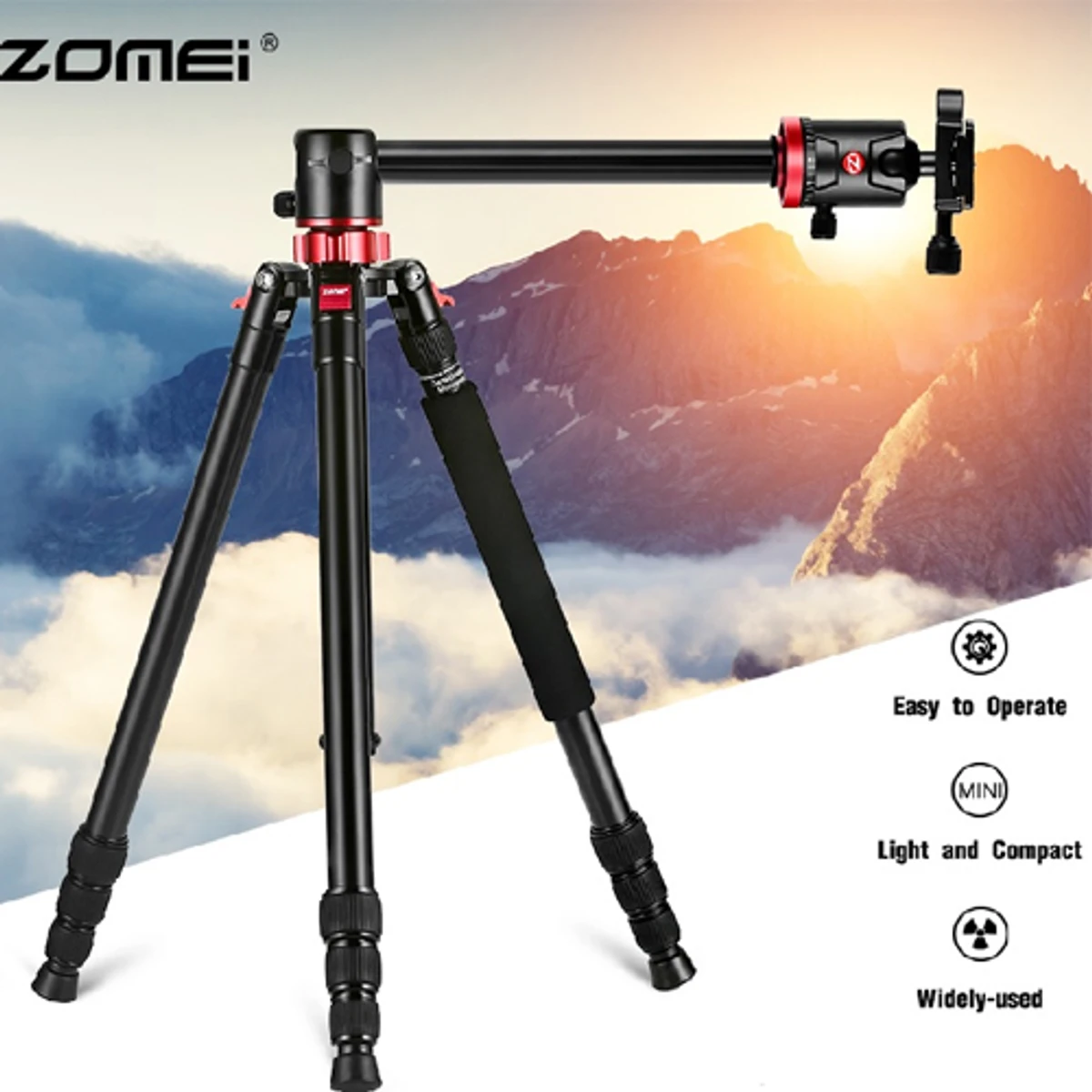 Zomei M8 Professional Camera Tripod And Overhead Gear With 72-Inch Extension Arm Monopod