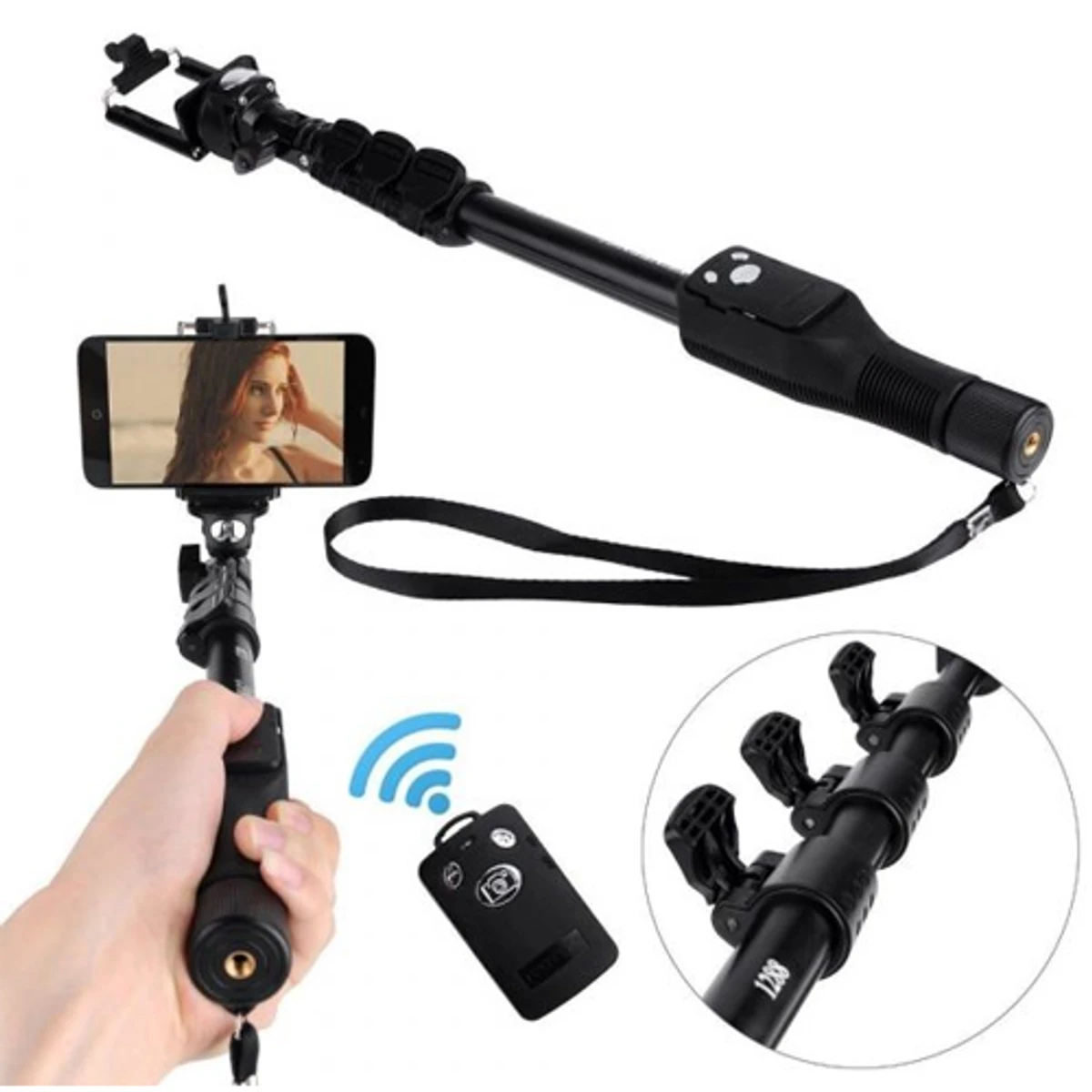 YT-1288 Extendable Selfie Stick Handheld Monopod Tripod With Shutter Release