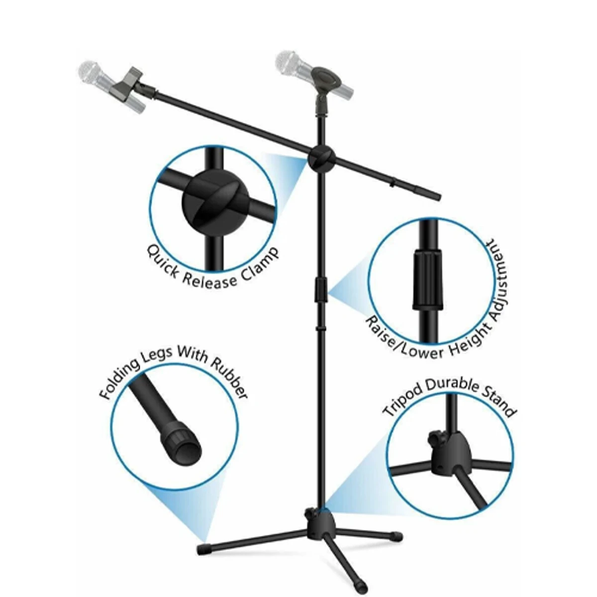 Microphone Stand With Adjustable Two Microphone From Floor To Standing Position (LW-38)