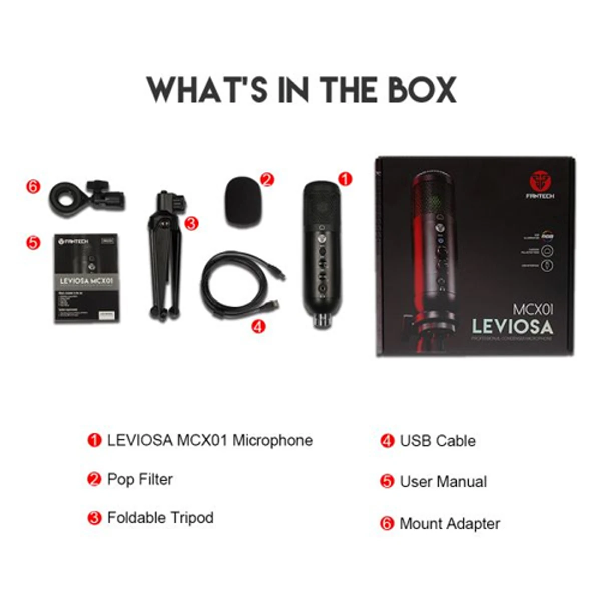 Fantech Leviosa MCX01 Professional RGB Condenser Microphone