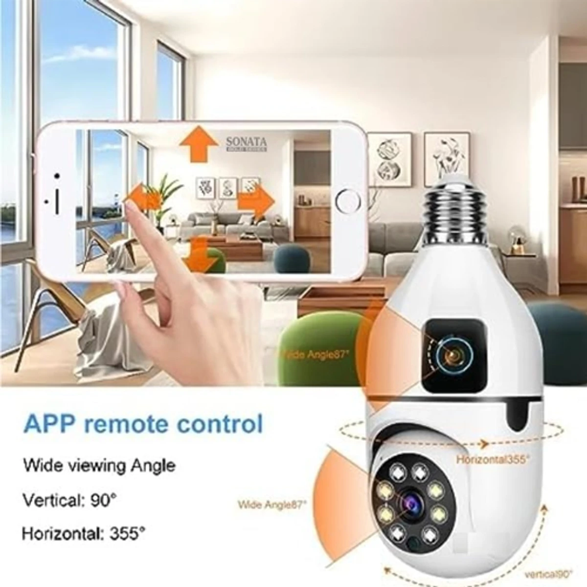 V380 4MP Full HD Night Vision Two Way Audio CCTV 360 Degree Panoramic Wireless WiFi Bulb Camera