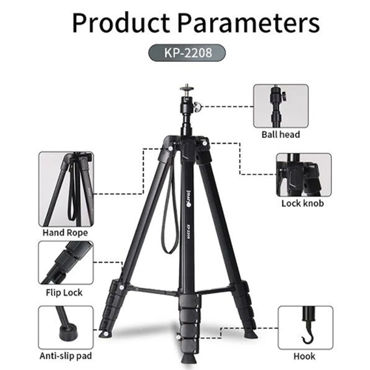 Jmary Tripod KP-2208 Professional Tripod With Mobile Holder