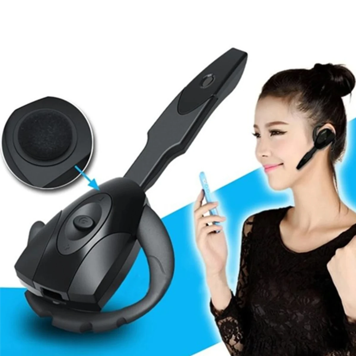 V8 Business Bluetooth Headset HD Call 3D Stereo Bass Handsfree Sport Wireless Headphones