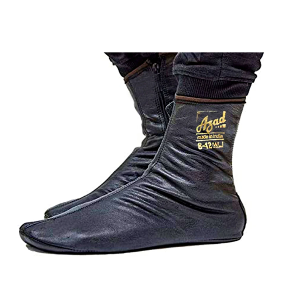 Black Color Pakistani Leather Zipper Socks for Men & Women (100% Leather)