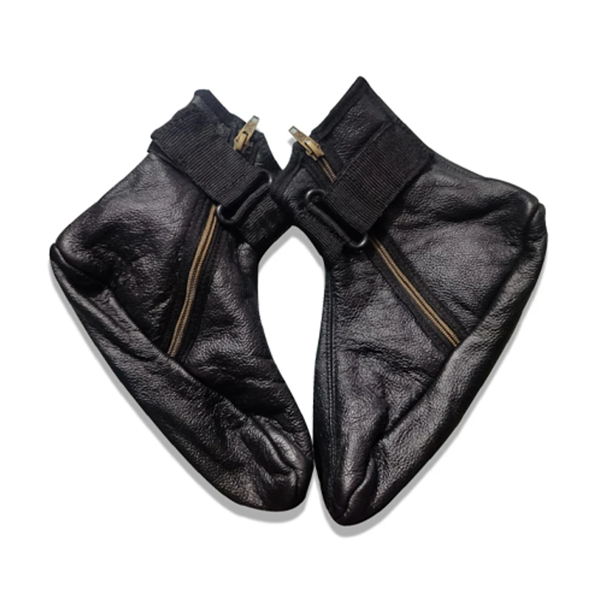 Black Color Pakistani Leather Zipper Socks for Men & Women (100% Leather)