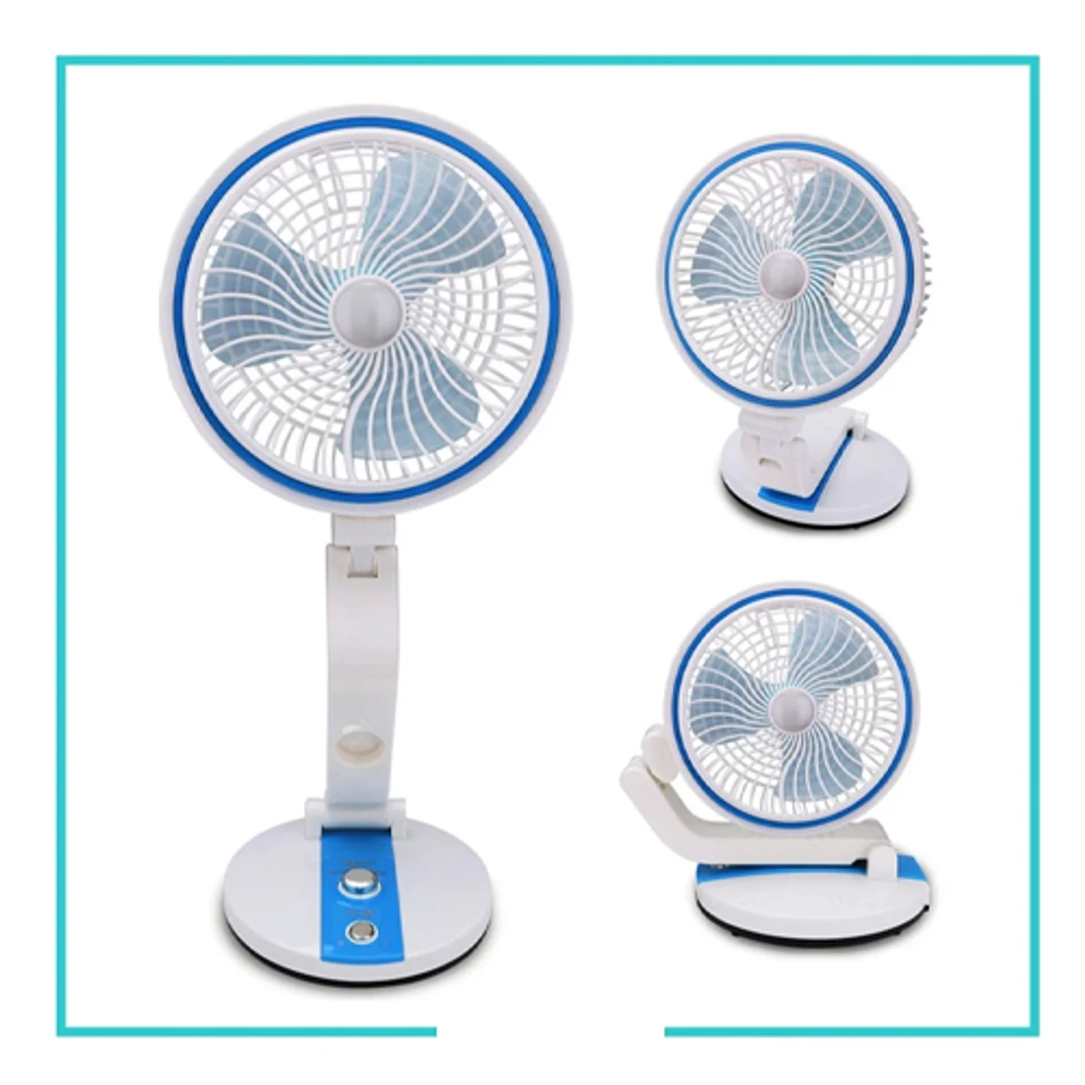 LR  Folding Rechargeable Fan With Light (1 Year  Warranty )