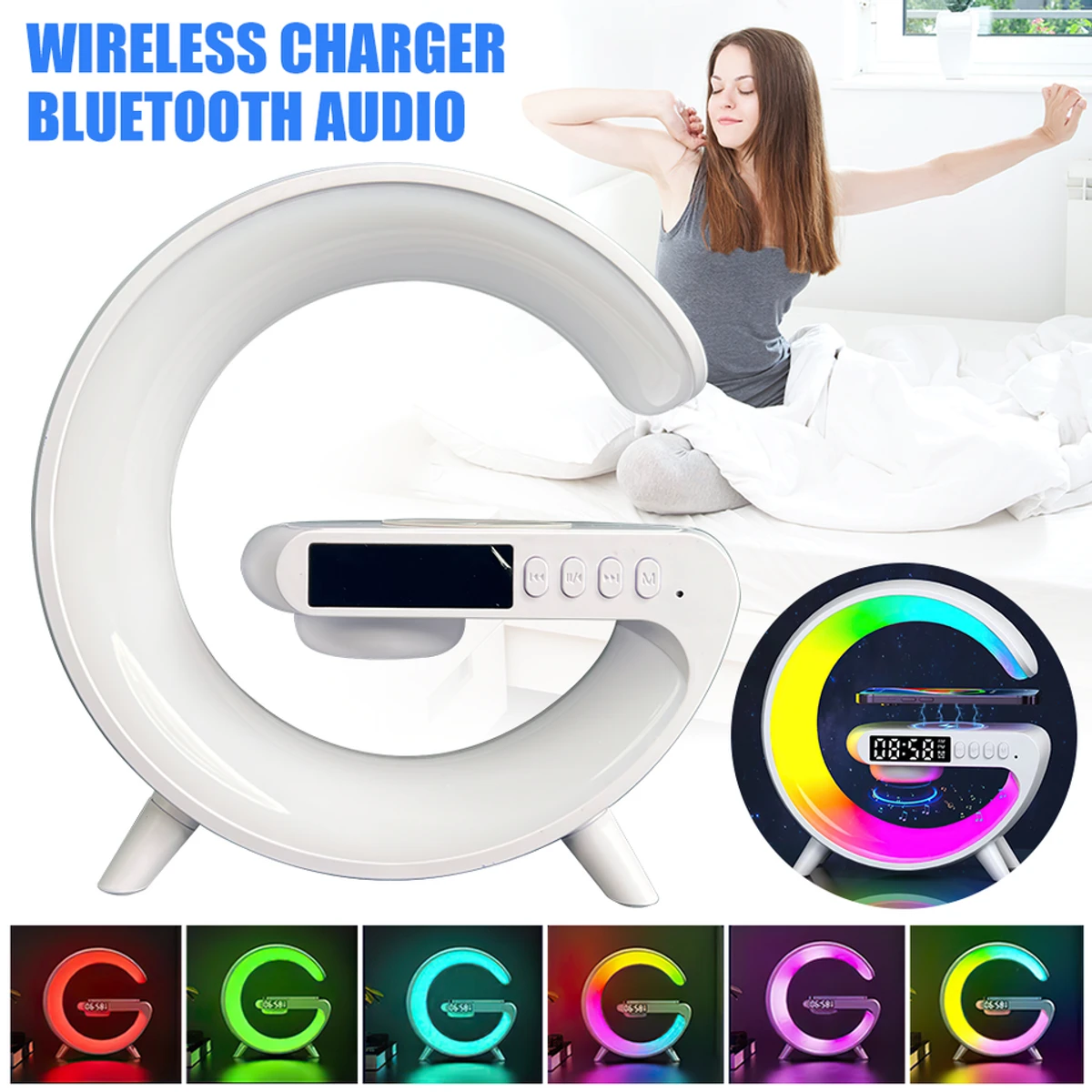 Multifunctional Wireless Charger Alarm Clock Bluetooth Speaker Night Light