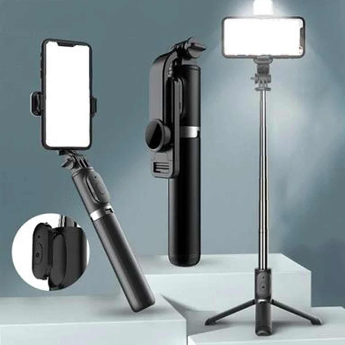Q07 Bluetooth Selfie Stick With Light And Bluetooth Remote Control