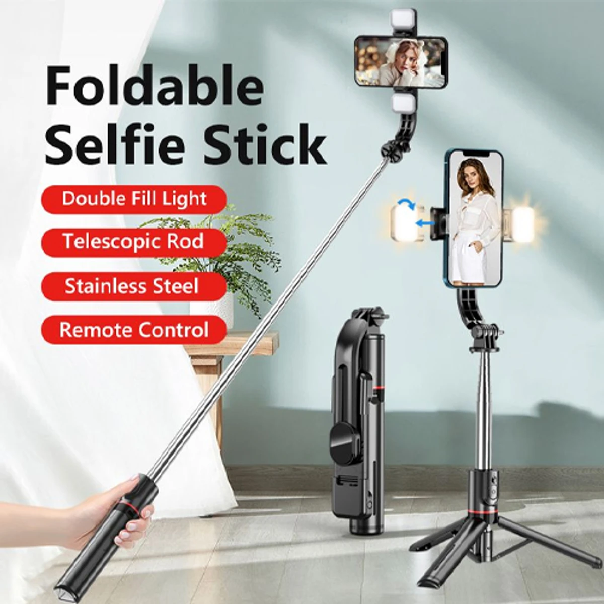New L13D Bluetooth Selfie Stick With Double Fill Light