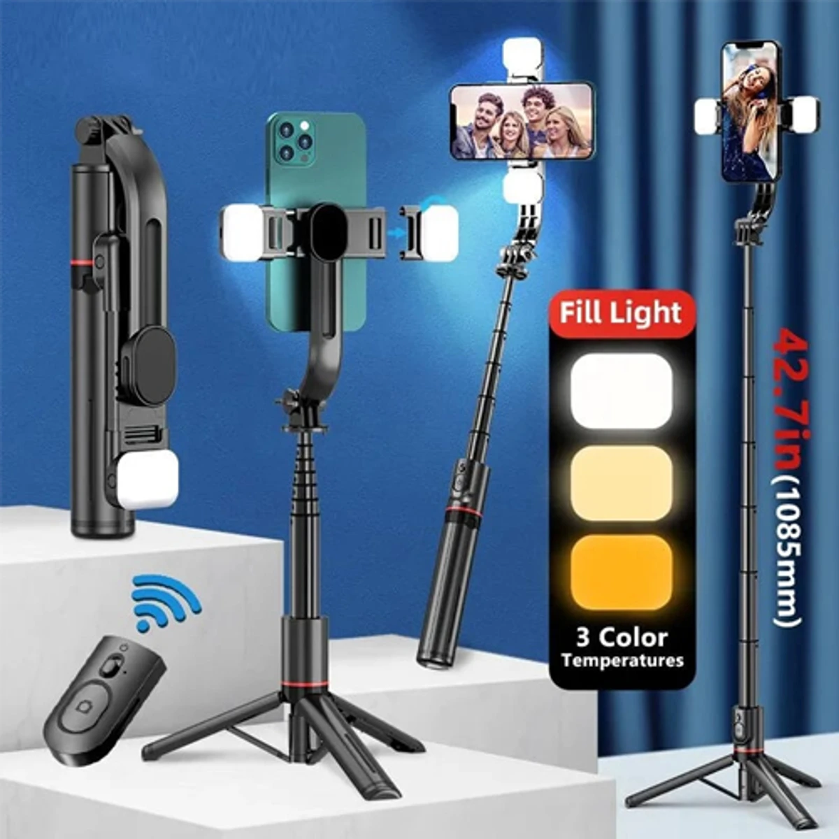 New L13D Bluetooth Selfie Stick With Double Fill Light