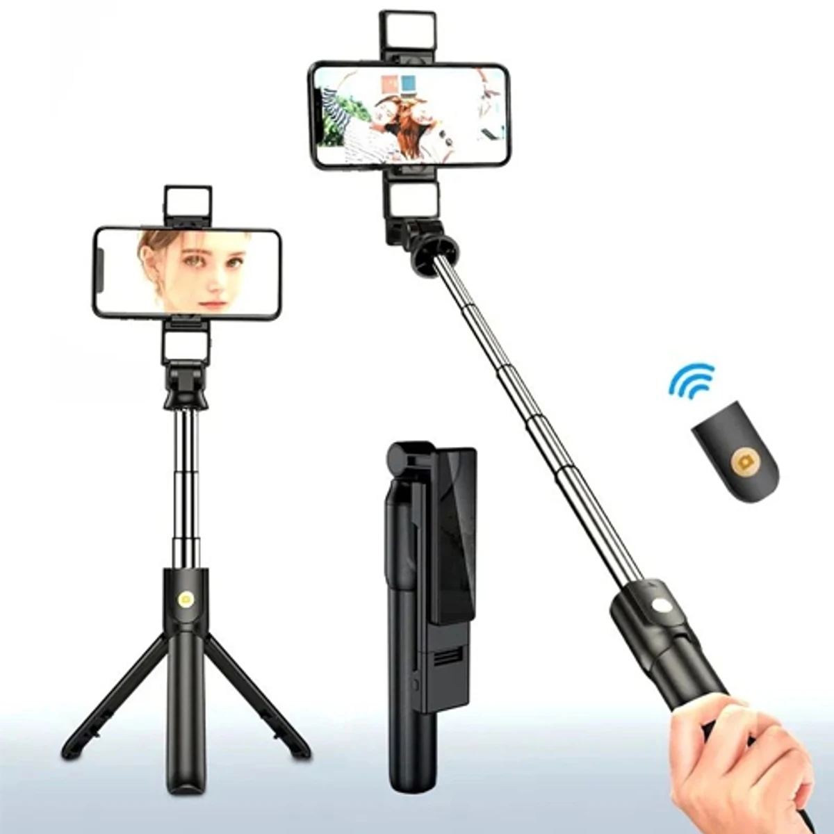 New K12D-L Multifunction Portable Bluetooth Selfie Stick With Fill Light