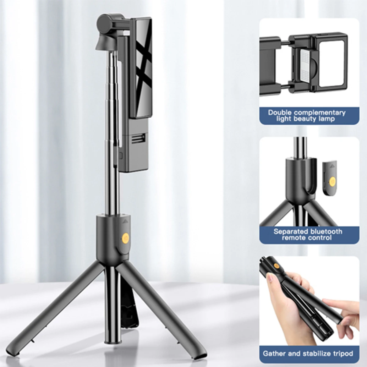 New K12D-L Multifunction Portable Bluetooth Selfie Stick With Fill Light