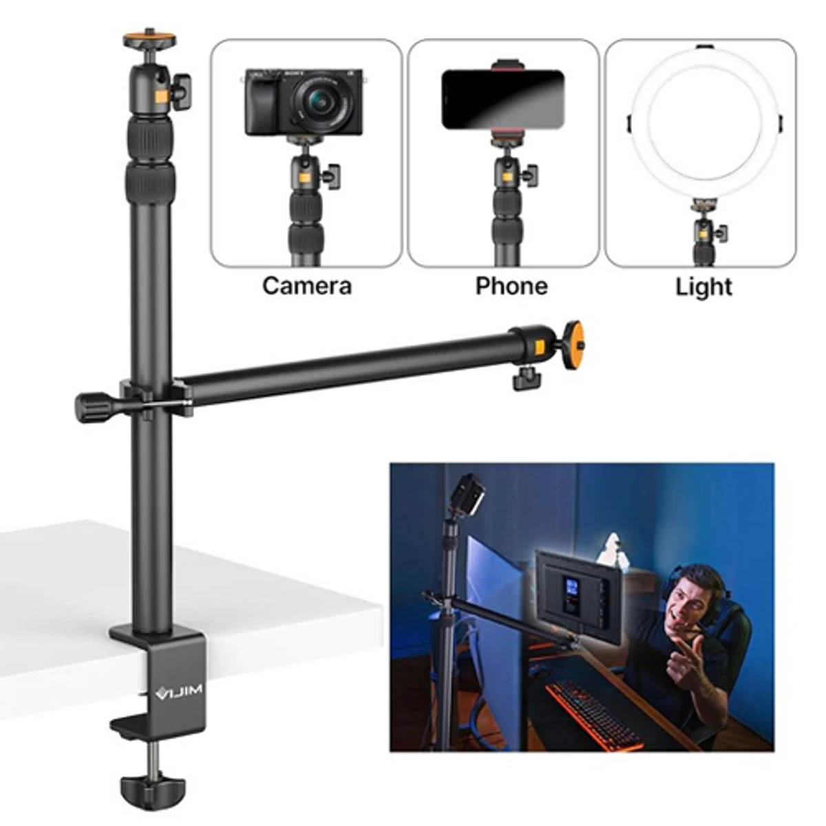 Ulanzi VIJIM-LS02 Camera Desk Mount Stand With Auxiliary Holding Arm