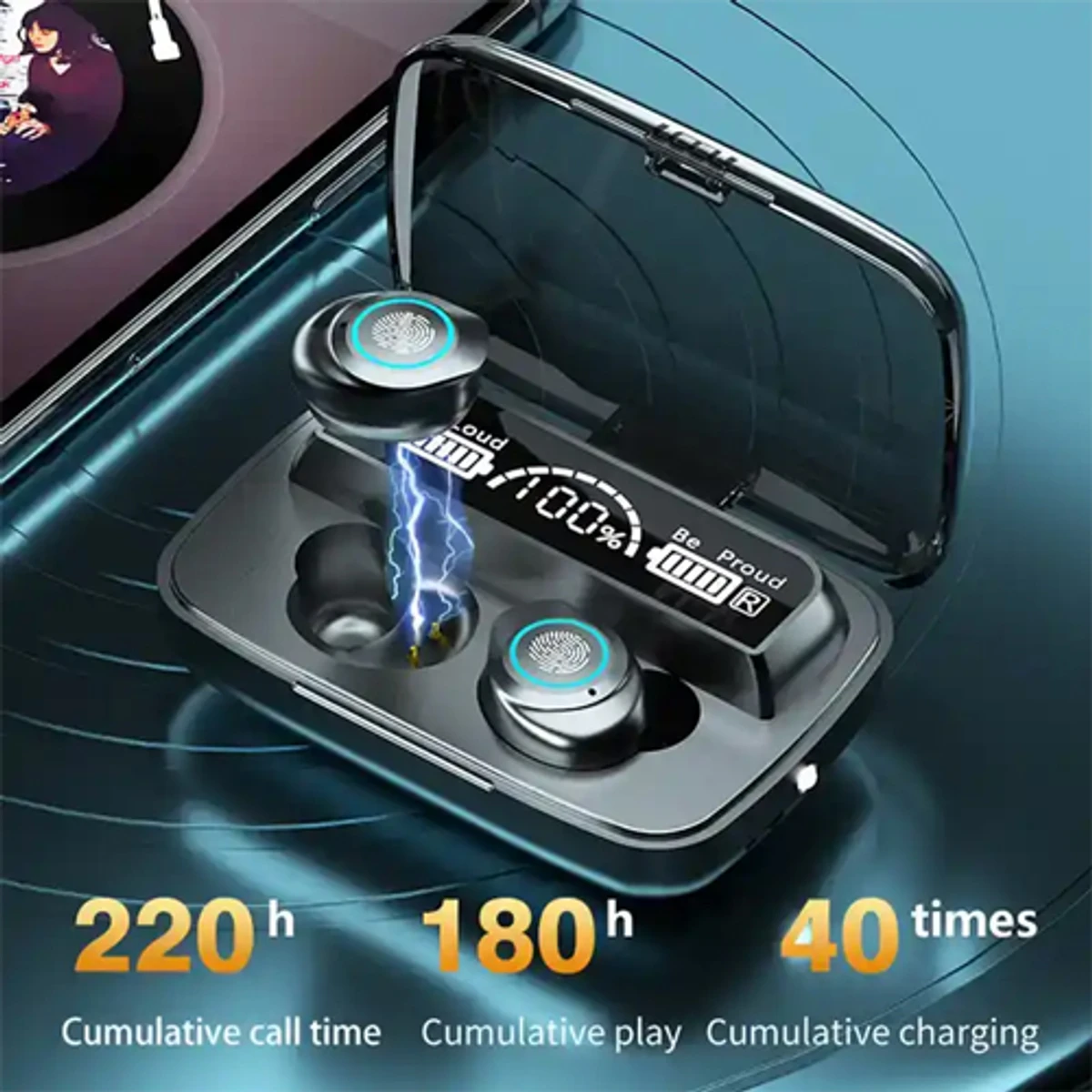 M17 TWS Wireless Bluetooth V5.1 Headset with Microphone LED Display HiFi Stereo