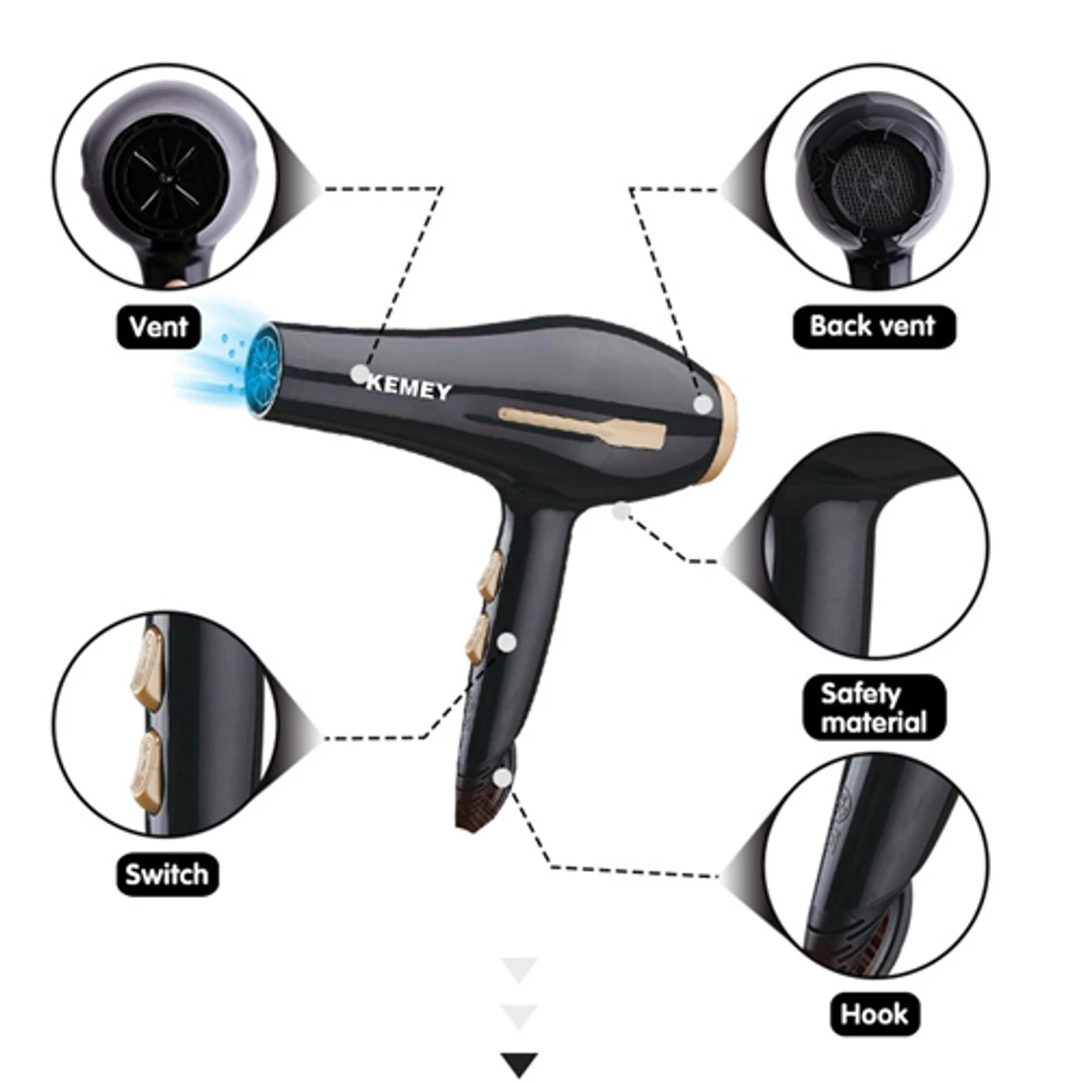 KEMEI 2 IN 1 HAIR DRYER 3000W