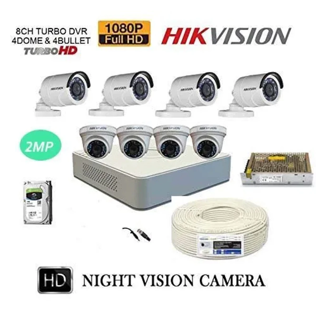 Hikvision 8 Channel 2MP CCTV Camera