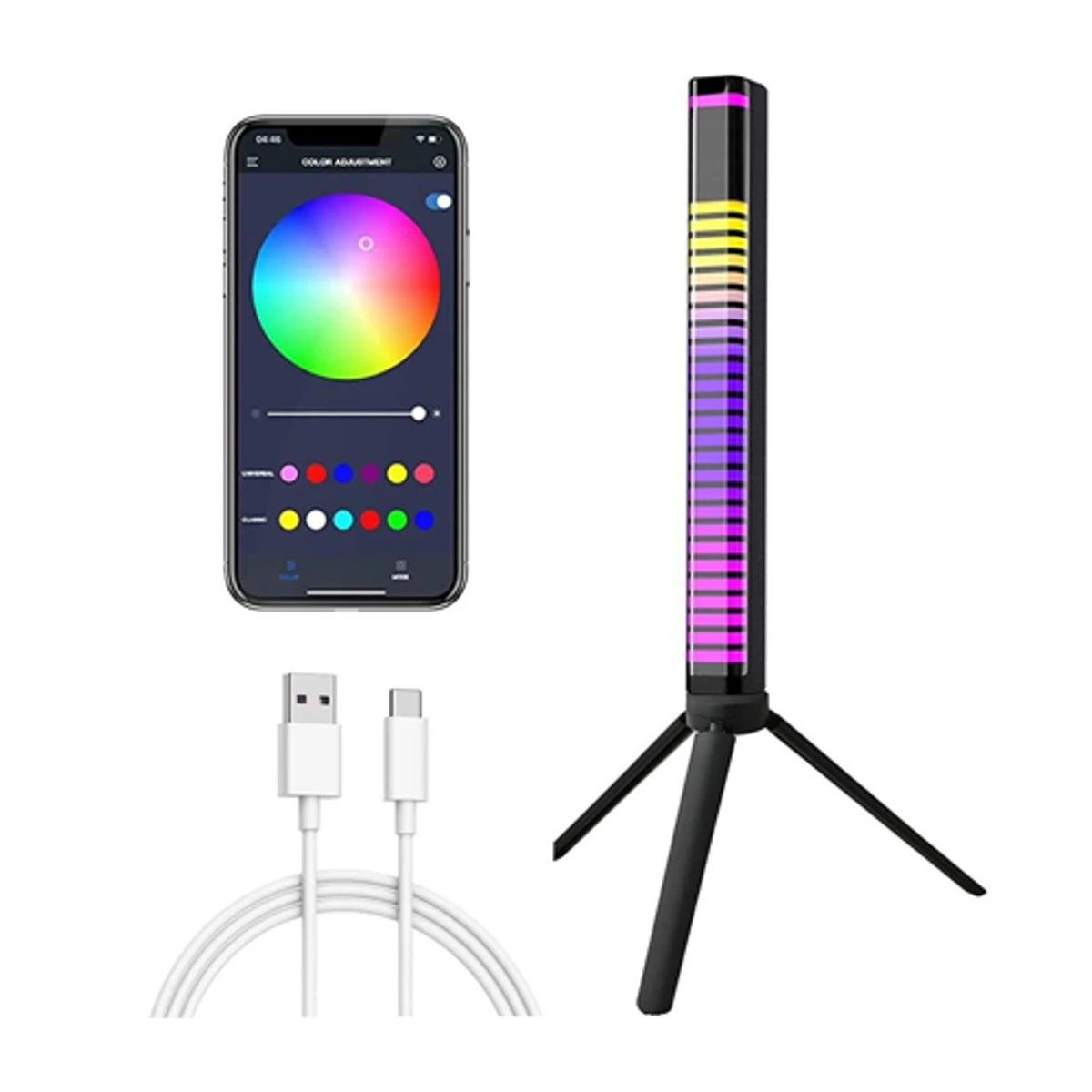 3D RGB APP Control Rechargeable Rhythm Light With Voice-Activated Pickup (D10)