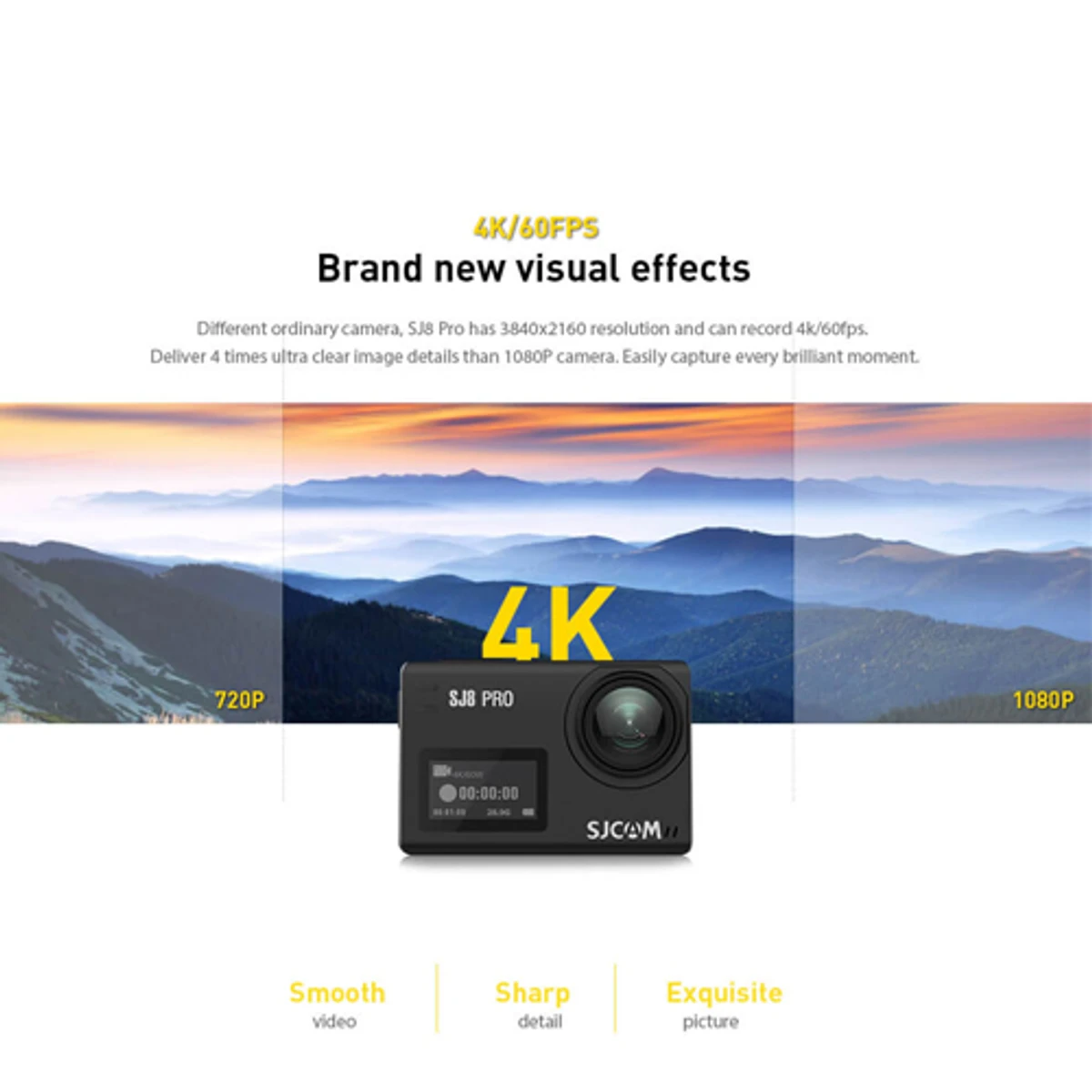 Sjcam Sj8 Pro 4k 60fps Action Camera Dual Screen Sport Camera