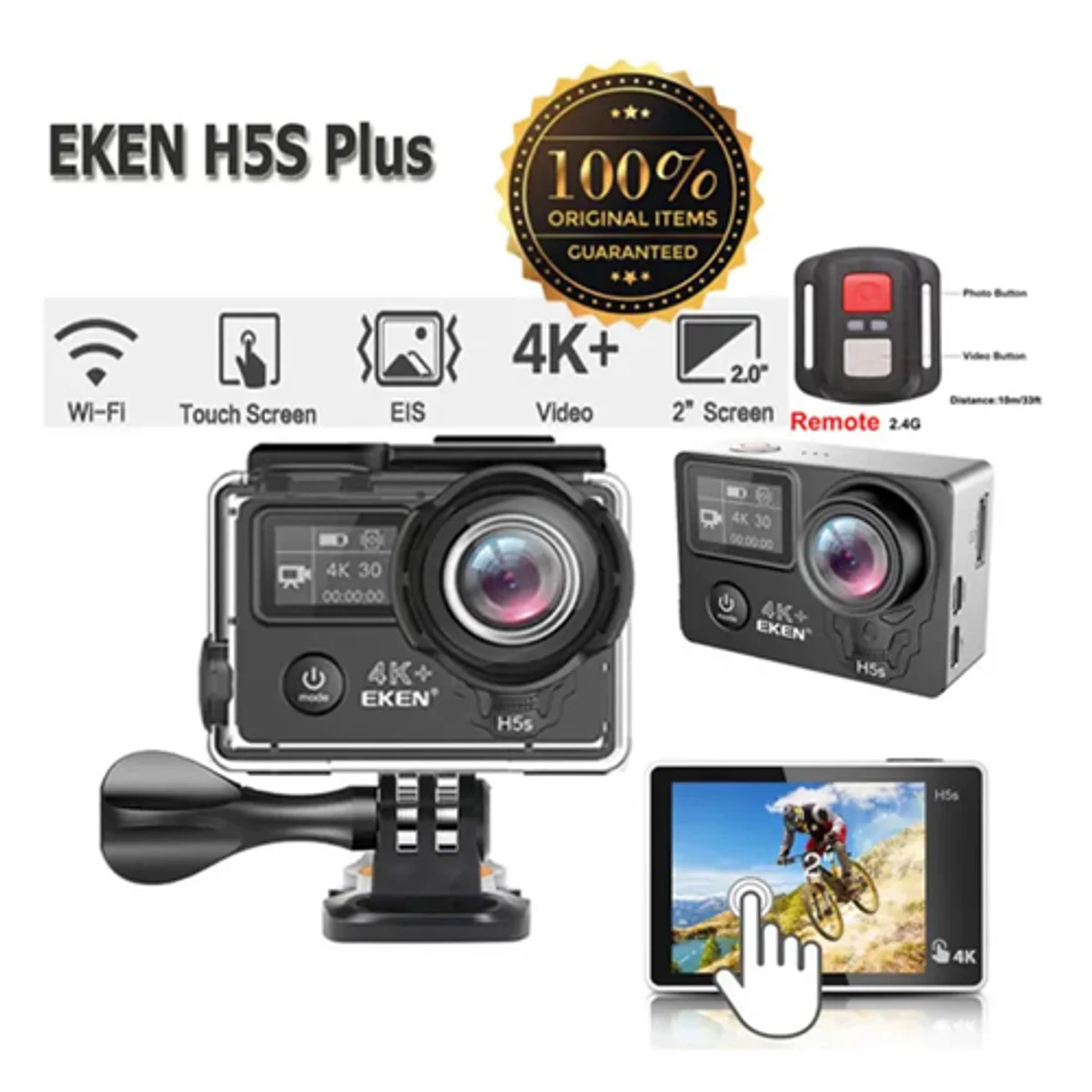 EKEN H5s Plus Ultra HD Action Camera 4K+ 12MP With Touch Screen