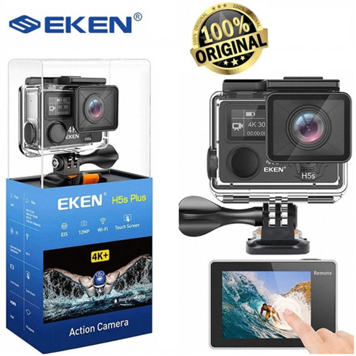EKEN H5s Plus Ultra HD Action Camera 4K+ 12MP With Touch Screen
