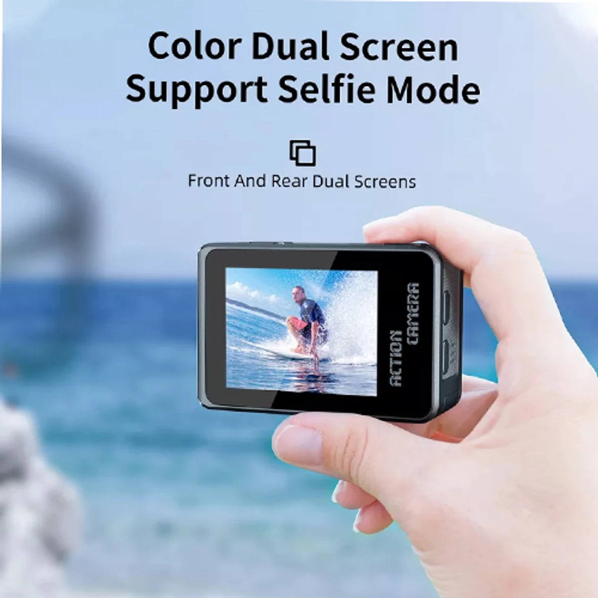 Ausek AT-S81TR Waterproof Dual Display 5K Action Camera With Filter