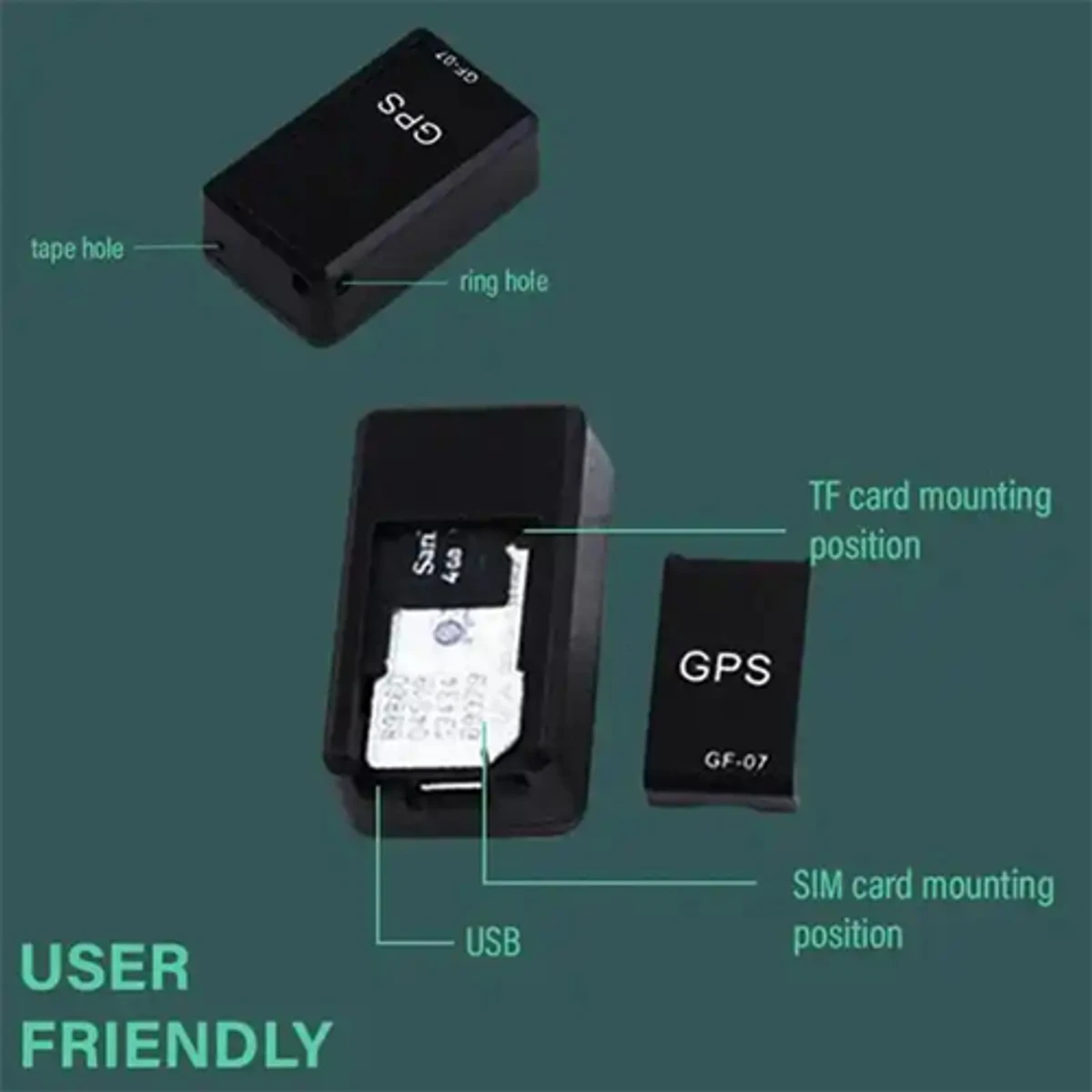সিম ডিভাইস উইথ GF-07 GPS TRACKER