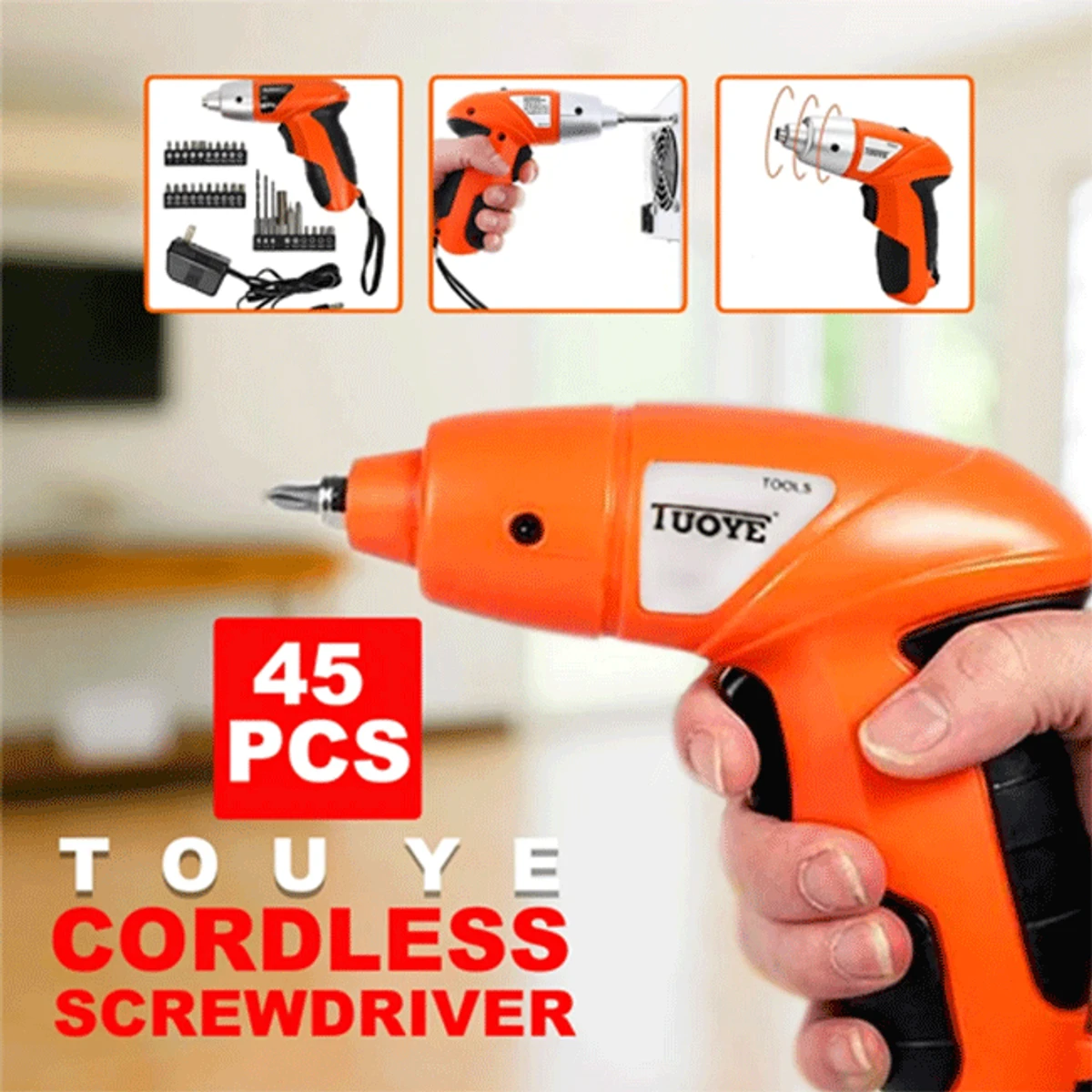 45 Pcs Rechargeable Cordless Screwdriver Tools Set