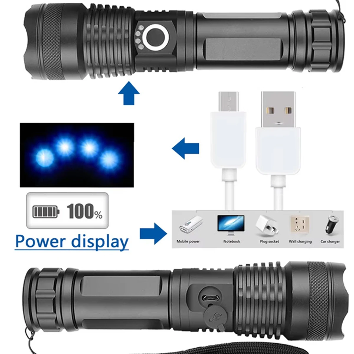 Metal Body super bright led powerful flashlight