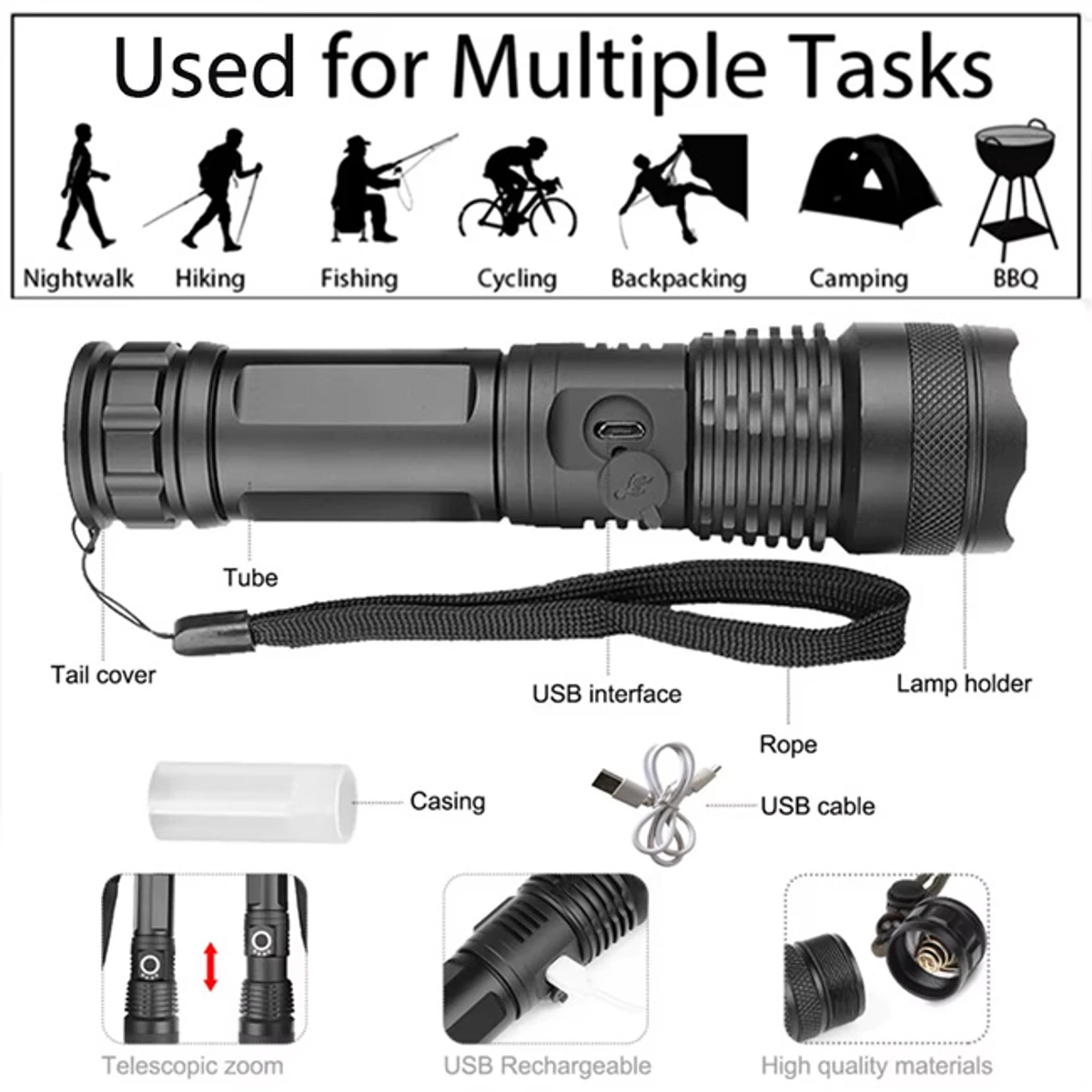 Metal Body super bright led powerful flashlight