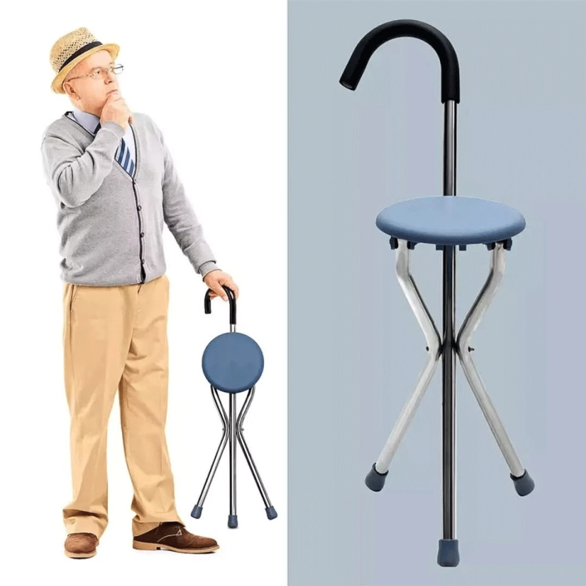 Aluminum Folding Chair seat and walking stick chair