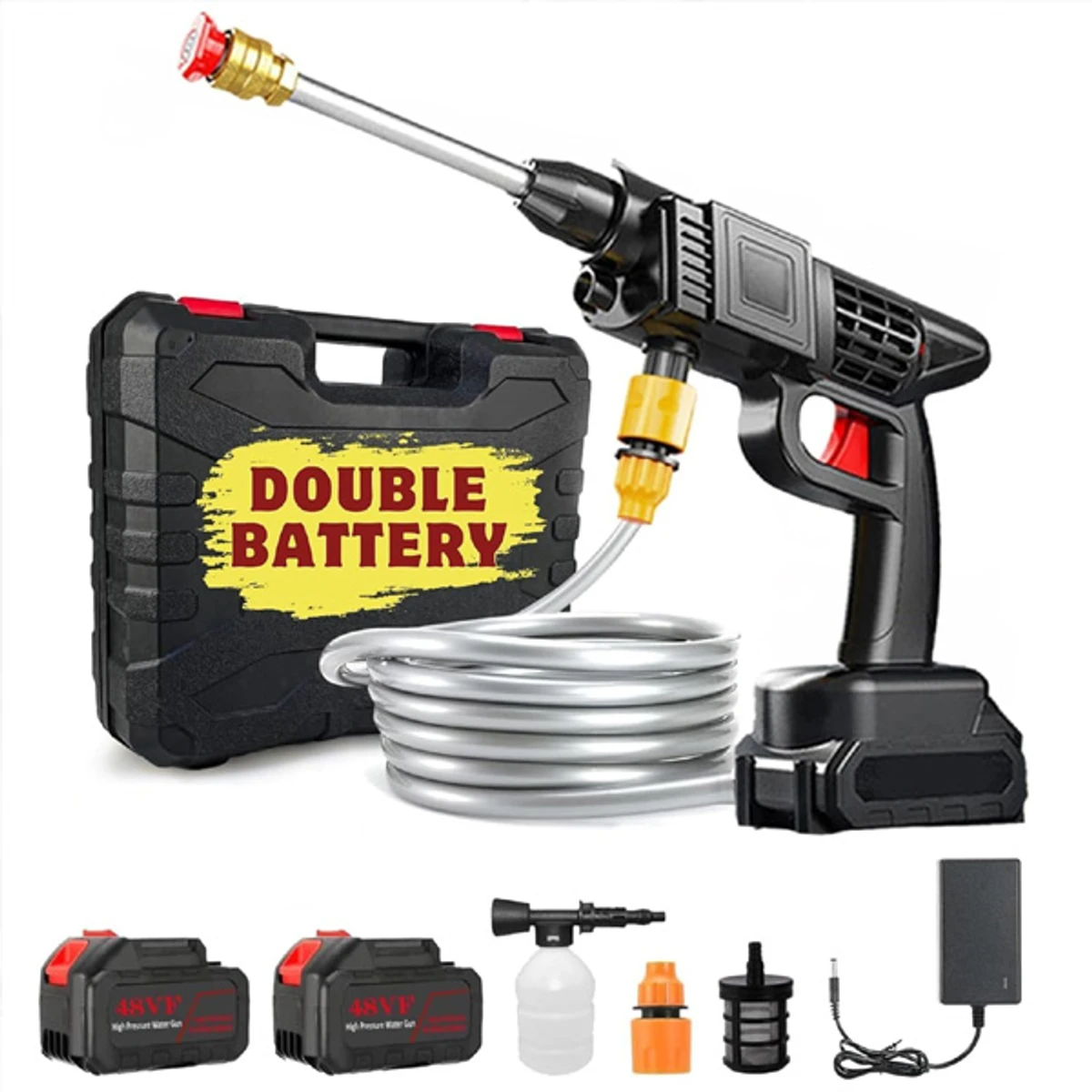 2 Battery 48V Rechargeable Portable Cordless  Washer Gun