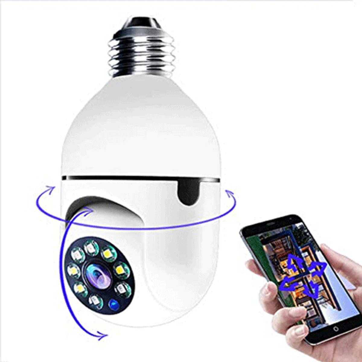 V380 bulb Voice System, Night vision, Sensor light, 360° moving WI-FI IP camera (2 year Warranty)